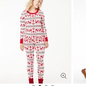 Hanna Anderson Women's Holiday Long John Pajama Set EUC